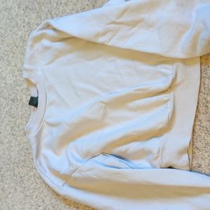 White/Light Grey Cropped Long Sleeve Sweater